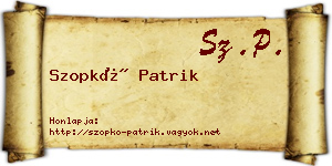 Szopkó Patrik névjegykártya