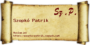Szopkó Patrik névjegykártya