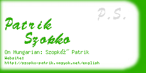 patrik szopko business card